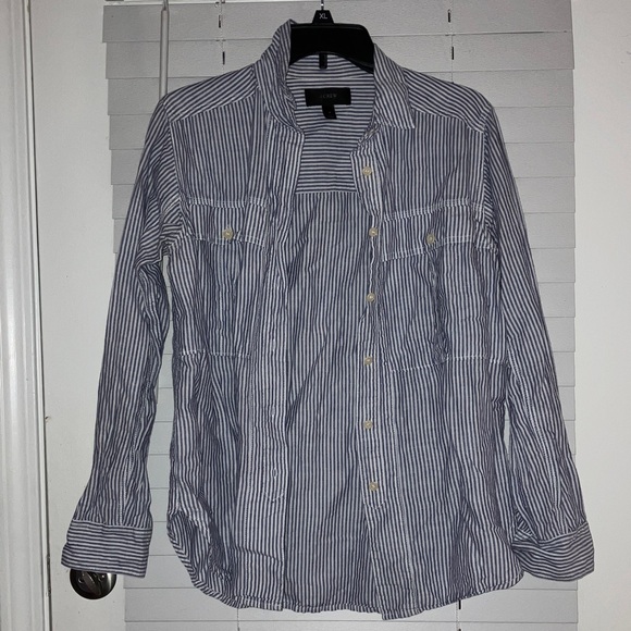 J. Crew Tops - J. Crew Blue Striped Shirt